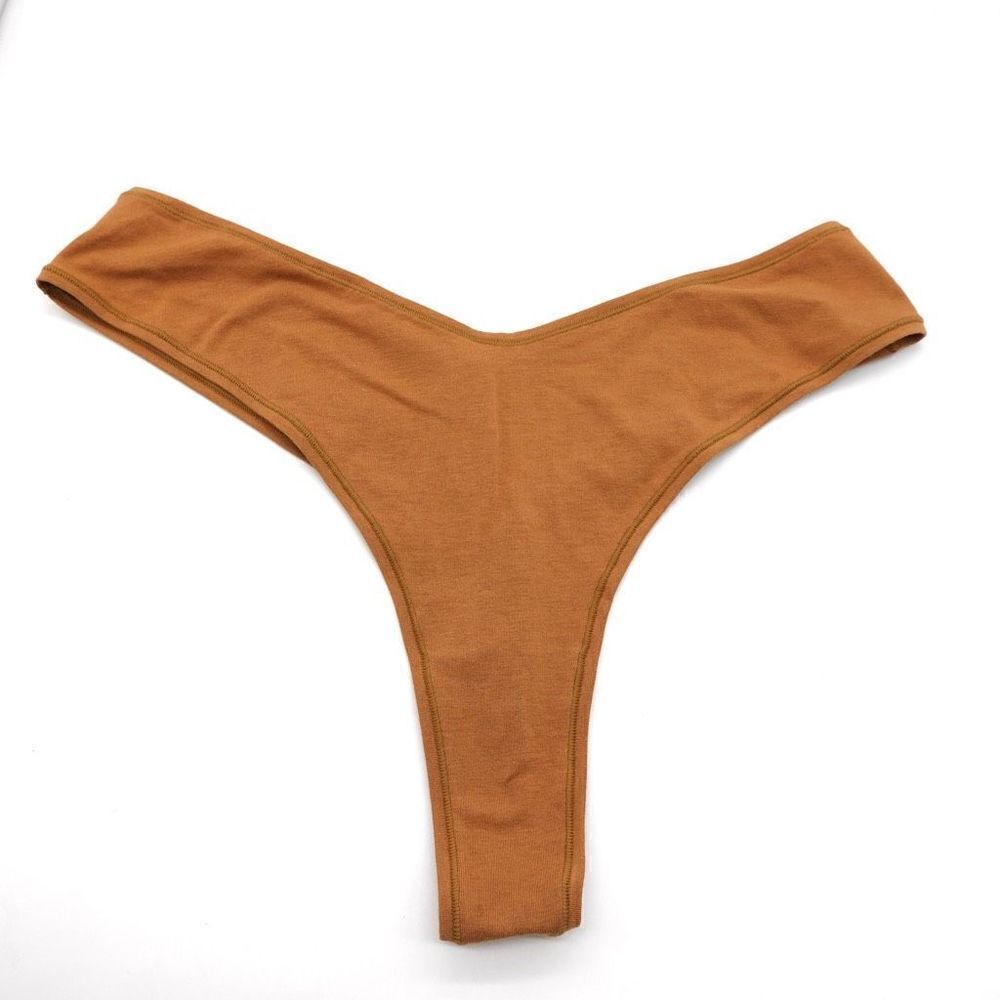 SKIMS Cotton Dipped Front Thong Camel Size 4X